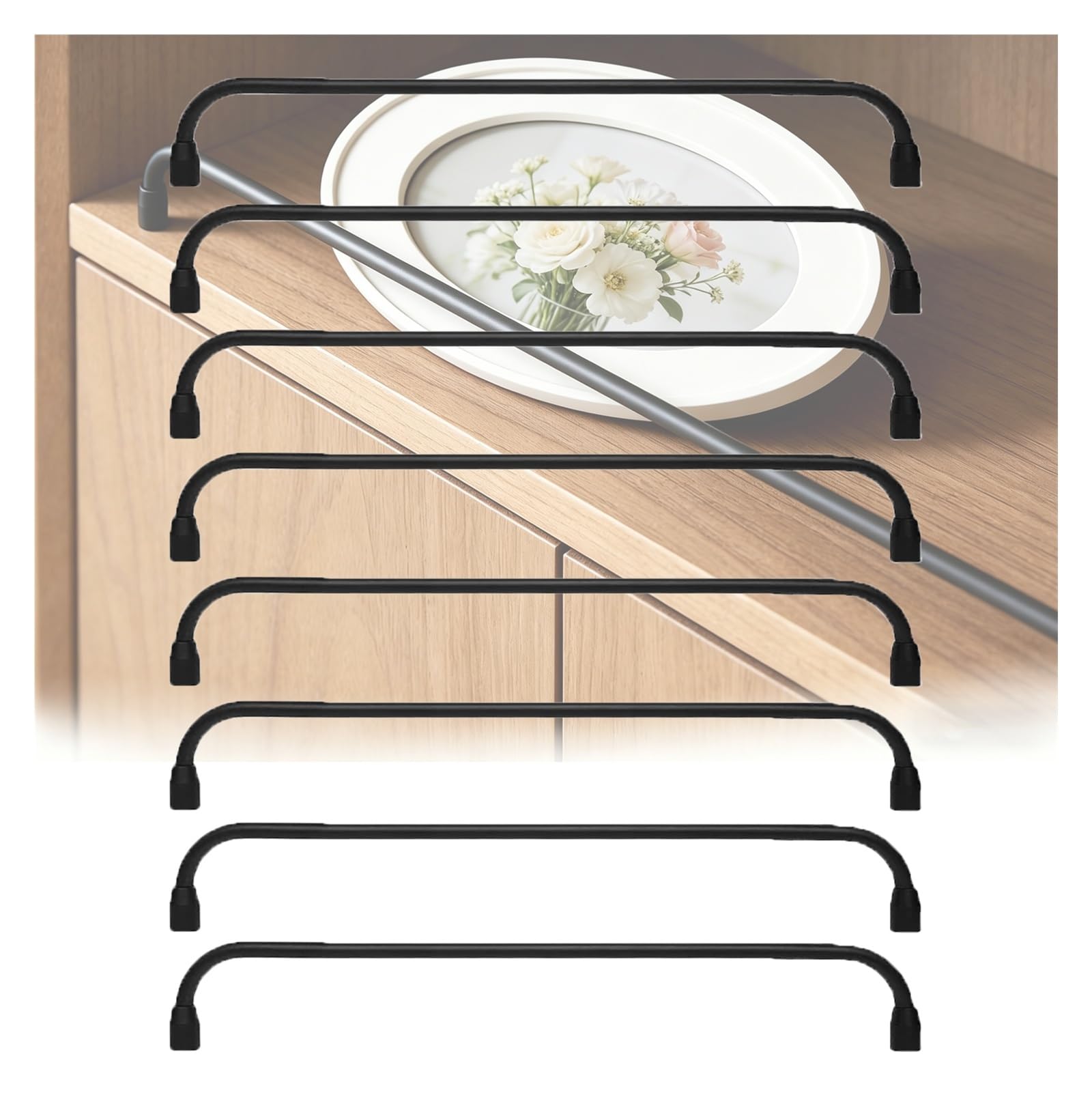 Barre de protection d'armoire anti-chute en aluminium avec vis pour étagère bois Lot de 6
