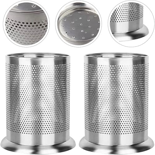 Miniatura 4 de Cabilock Cilindro de acero inoxidable, tubos de malla multifuncionales, paja, bolígrafo, taza, organizador de cucharas, soporte de vajilla de metal