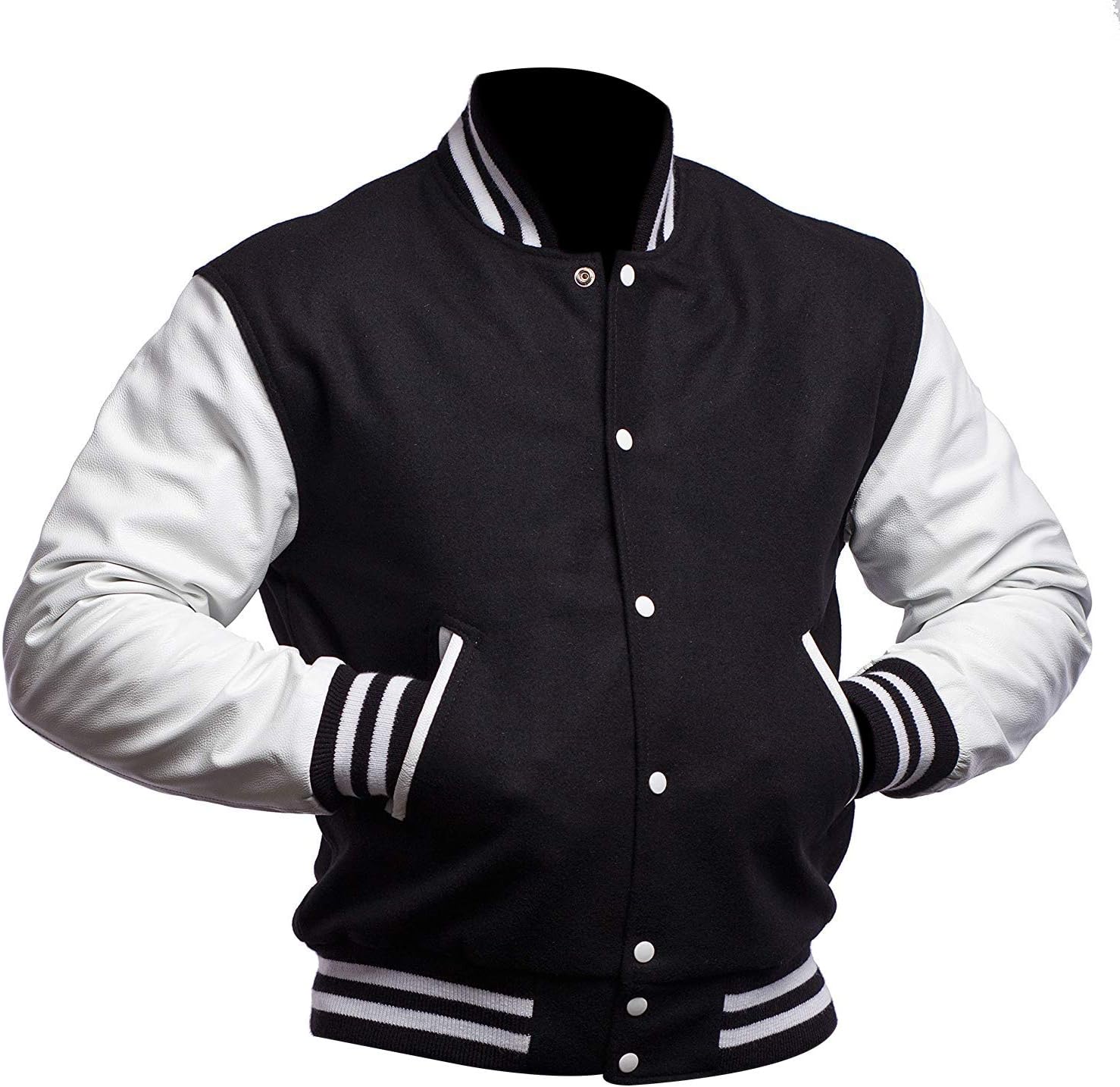 Mens Letterman Varsity Jacket - Wool and Faux Leather City School College Bomber Jackets Collection