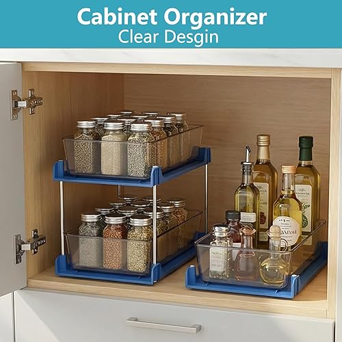 Miniatura 6 de Paquete de 2 organizadores de neumáticos debajo del fregadero, organizadores de baño y almacenamiento, cajones de gabinete, organización extraíble