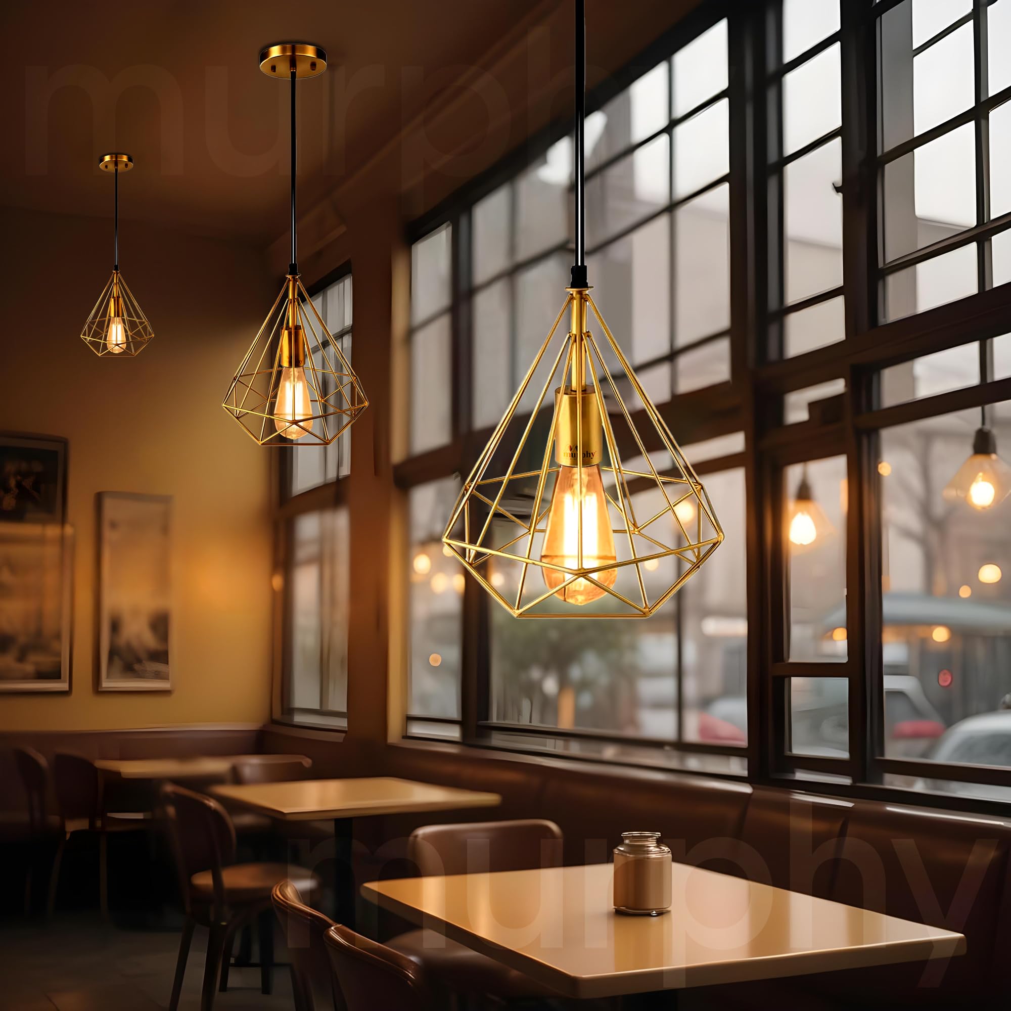 Murphy Designer Single Pendant Hanging Chandelier Light for Dining Room, Home Décor | Indoor Roof Light | Golden Color Antique Vintage Chandelier - Pack of 3 (Bulb Included) (B0D92JJSD3) Amazon Price History, Amazon Price Tracker