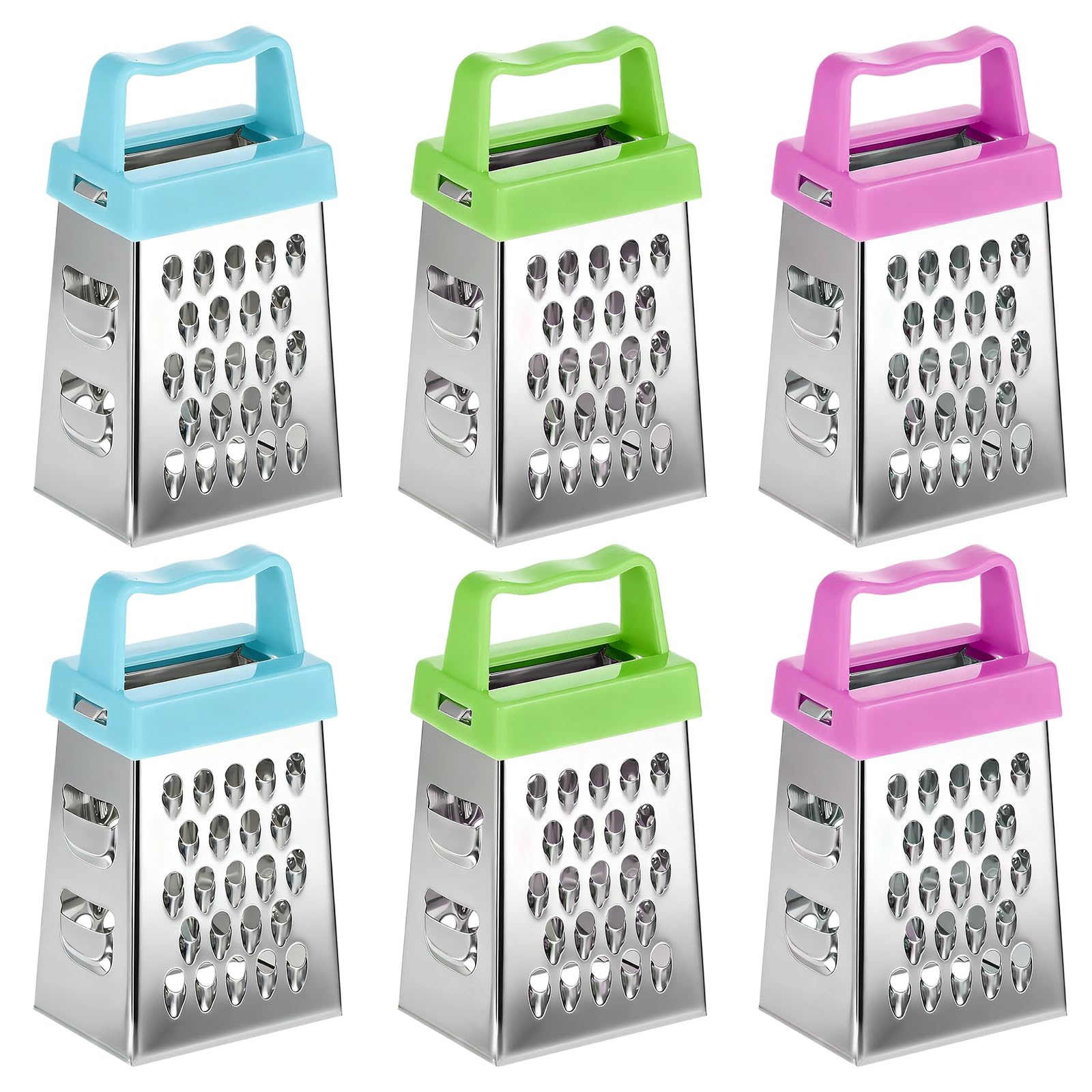 BOHUIZ 6Pcs Mini Cheese Grater, Stainless Steel Professional Box Grater Efficient Kitchen Small Gadget for Grating Garlic Ginger Vegetable Chocolate Parmesan