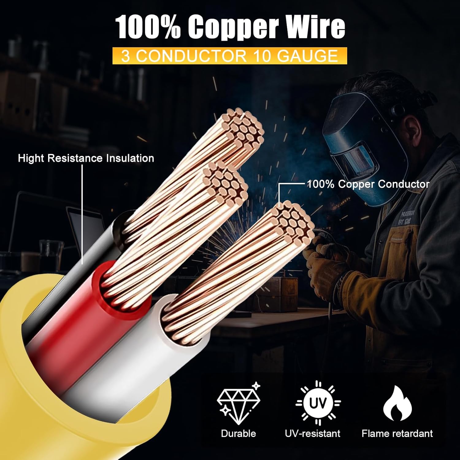 10FT NEMA 14-30P to 6-50R Welder Adapter Cord, ZDHQLHJ 30Amp 4 Prong 14-30 Dryer Male Plug to 50Amp 3 Prong 6-50 Welder Female Receptacle Power Cord, for Welding Machine Plasma Cutter EV Charger
