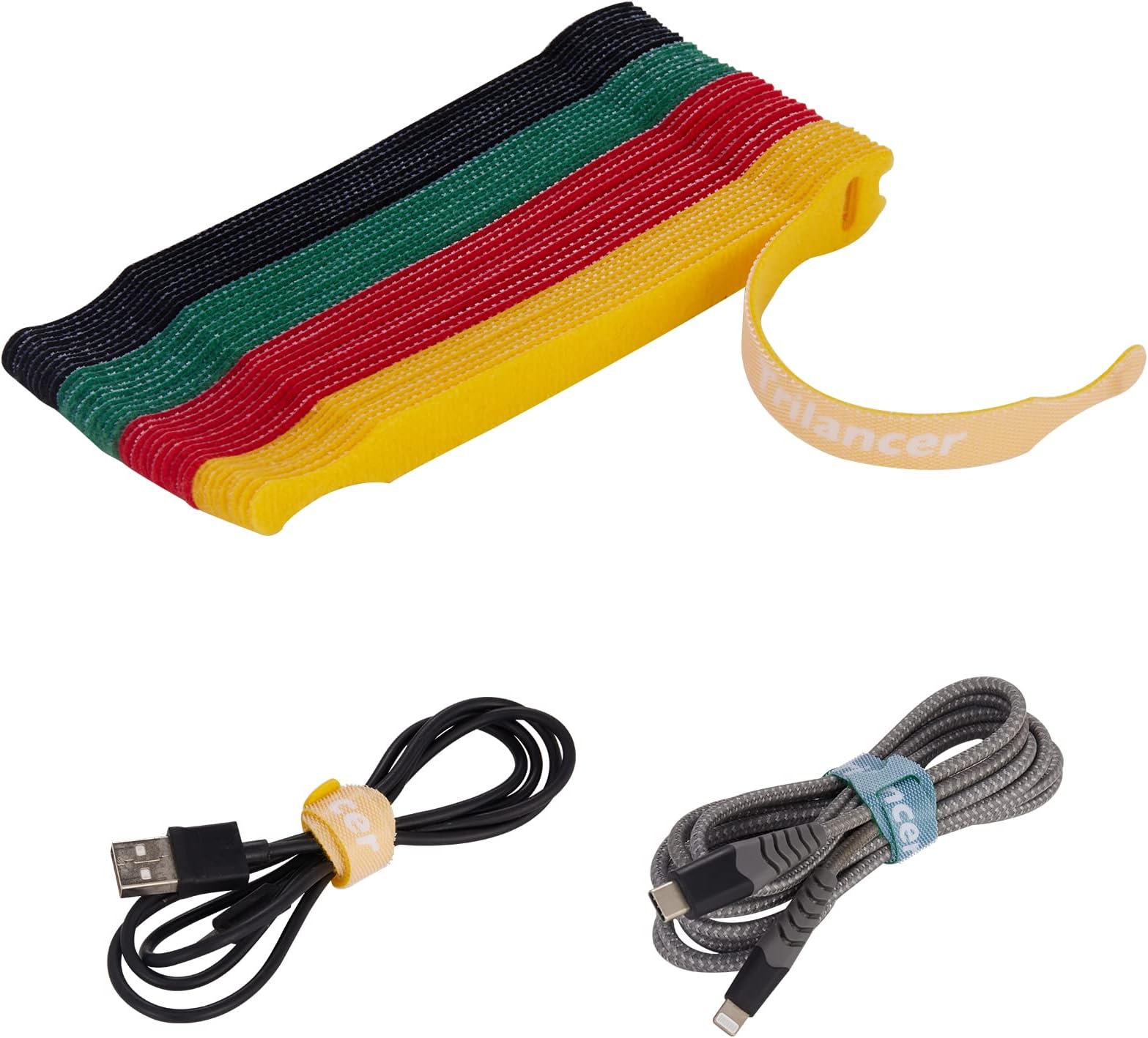 Reusable Cable Straps Wire Ties, Pack of 40 Trilancer Adjustable Cord Fastener Cable Organizer, 6 Inches 4 Colors