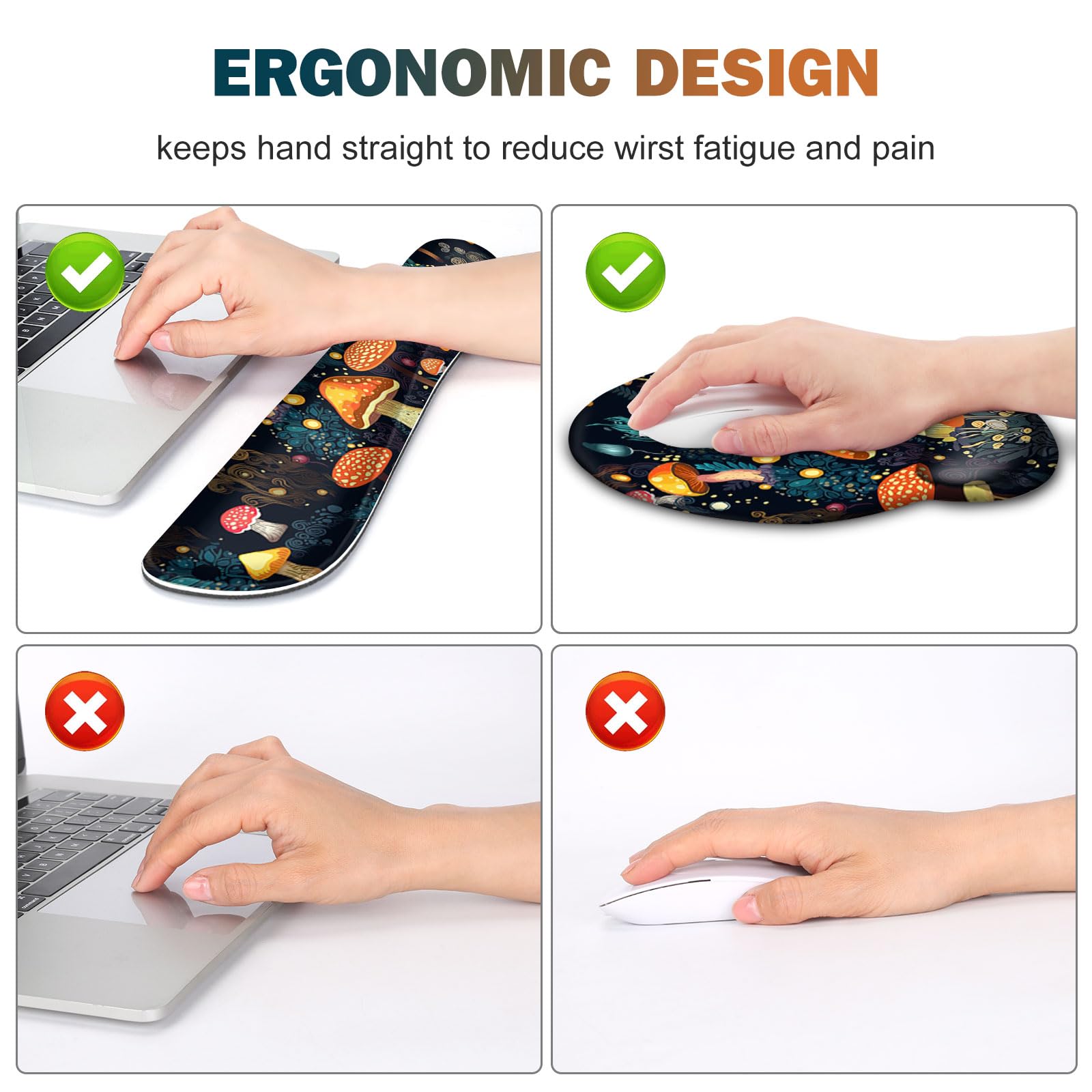 Alfombrilla de mouse para juegos, alfombrilla de escritorio grande, bonito protector de escritorio, alfombrilla de mouse XXL 4 en 1 + reposamuñecas para teclado + reposamuñecas para mouse + juego de