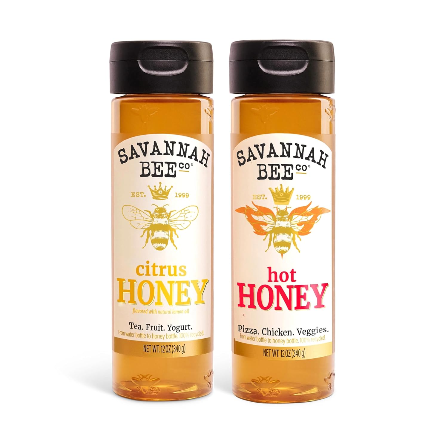 Savannah Bee Zesty & Heat Duo: Hot & Citrus Honey Bundle - 12 oz