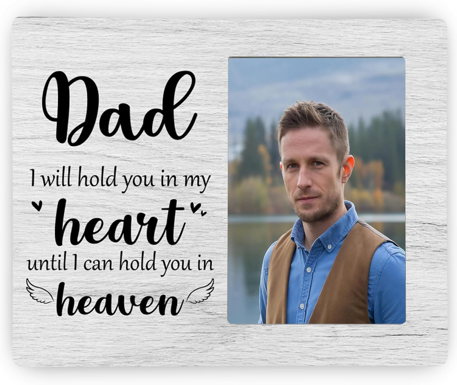 Baby Memorial Picture Frame, We Will Hold You in My Heart Remembrance Wooden Photo Frame Gifts for Loss of Baby, 4x6 inch Photo