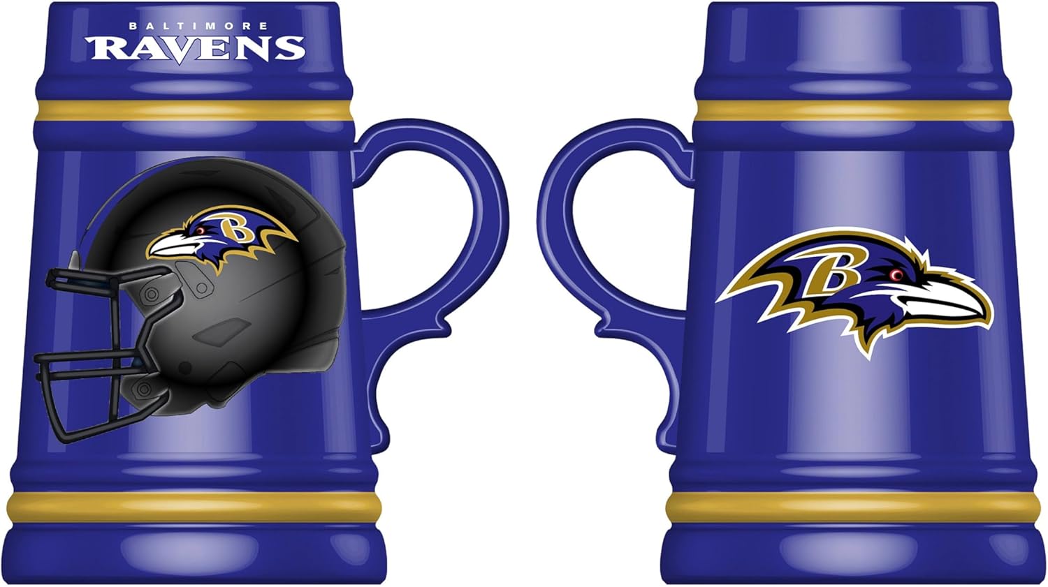Team Sports America NFL Baltimore Ravens Ceramic Stein Cup with Handle, 24 oz. Beer Stein Mug, Drinking Cups For Bar, Alcohol, Beverages, Coffee, Teas, Gift for Football Fans