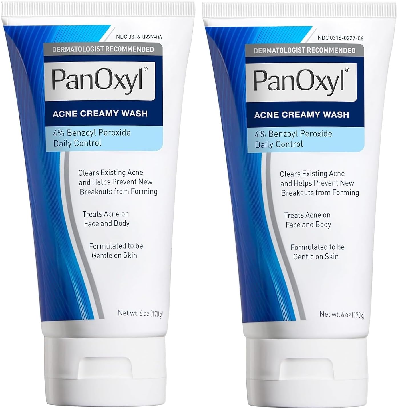 PanOxyl Antimicrobial Hydrating Acne Creamy Wash, 4% Benzoyl Peroxide, 6 Ounce (Pack of 2)