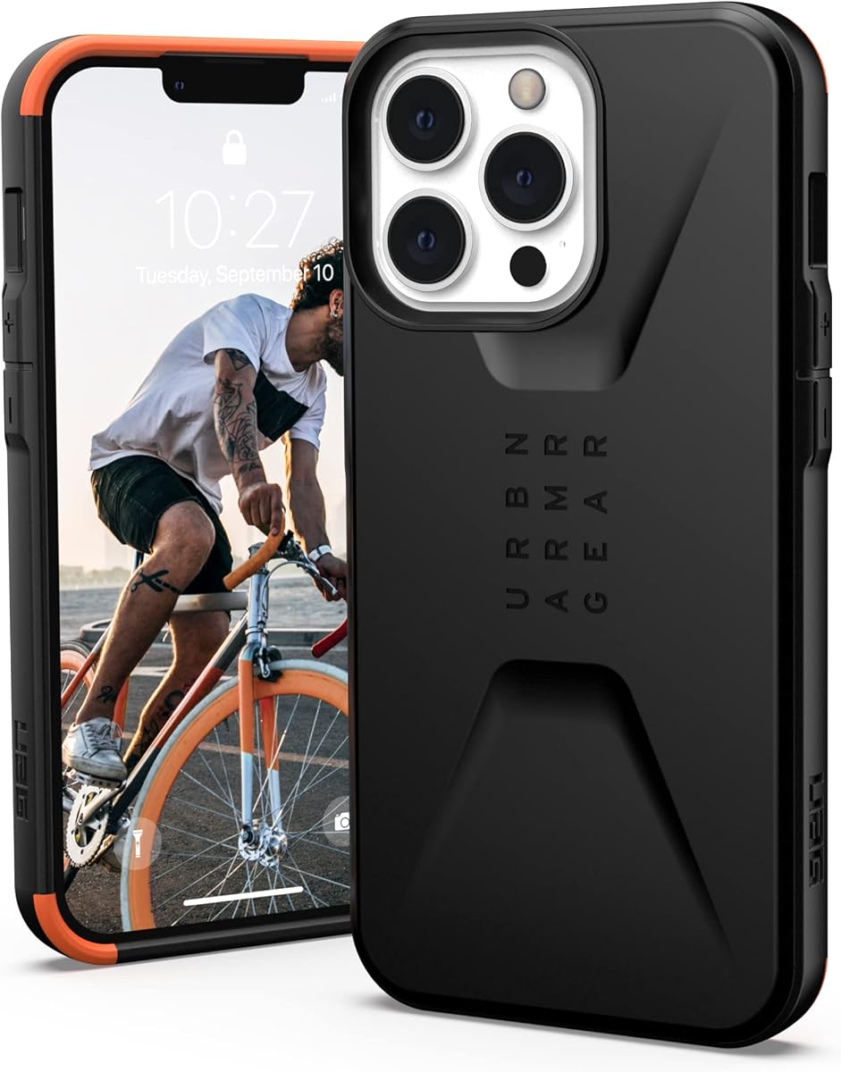 URBAN ARMOUR GEAR UAG Diseñado para iPhone 13 Pro Funda Negra Elegante Cubierta Protectora Civil Ultrafina Que Absorbe los Golpes, [Pantalla de 6.1 Pulgadas]