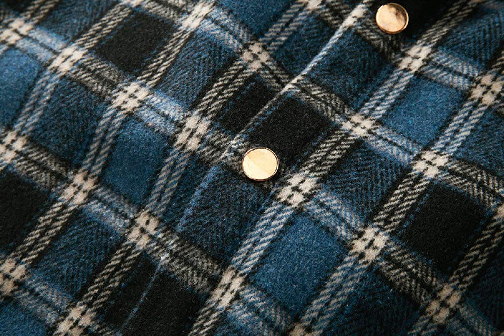 HGJH Freizeithemden Für Herren, Herren Langarm Flanellhemd Thermohemd Kariertes Blaues Hemd Button-Down Baumwolle Holzfäller Bequem Karierte Hemdjacke Lässiges Arbeitshemd Für Männer Jungen