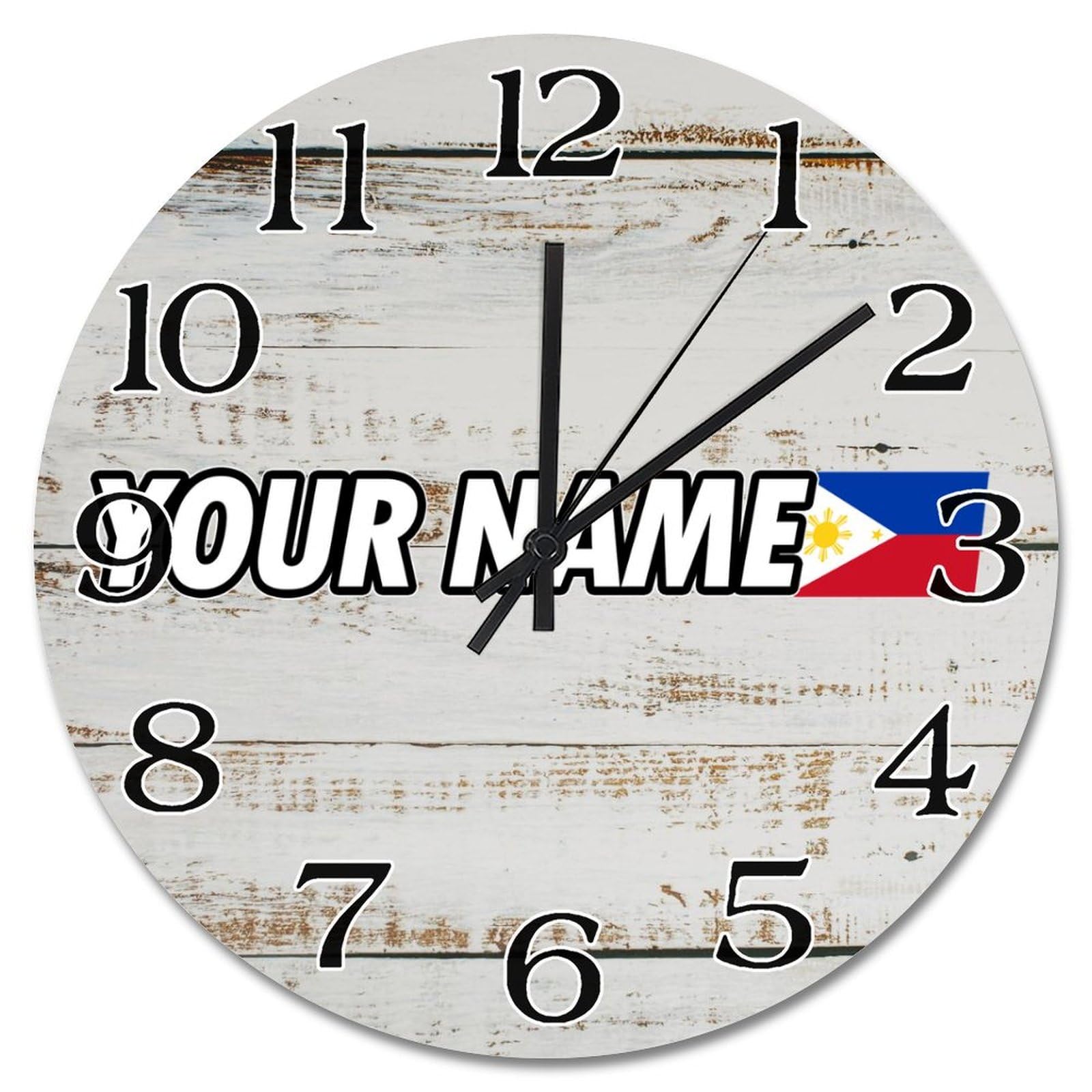 Horloge murale drapeau Philippines 38,1 cm sans tic-tac à piles