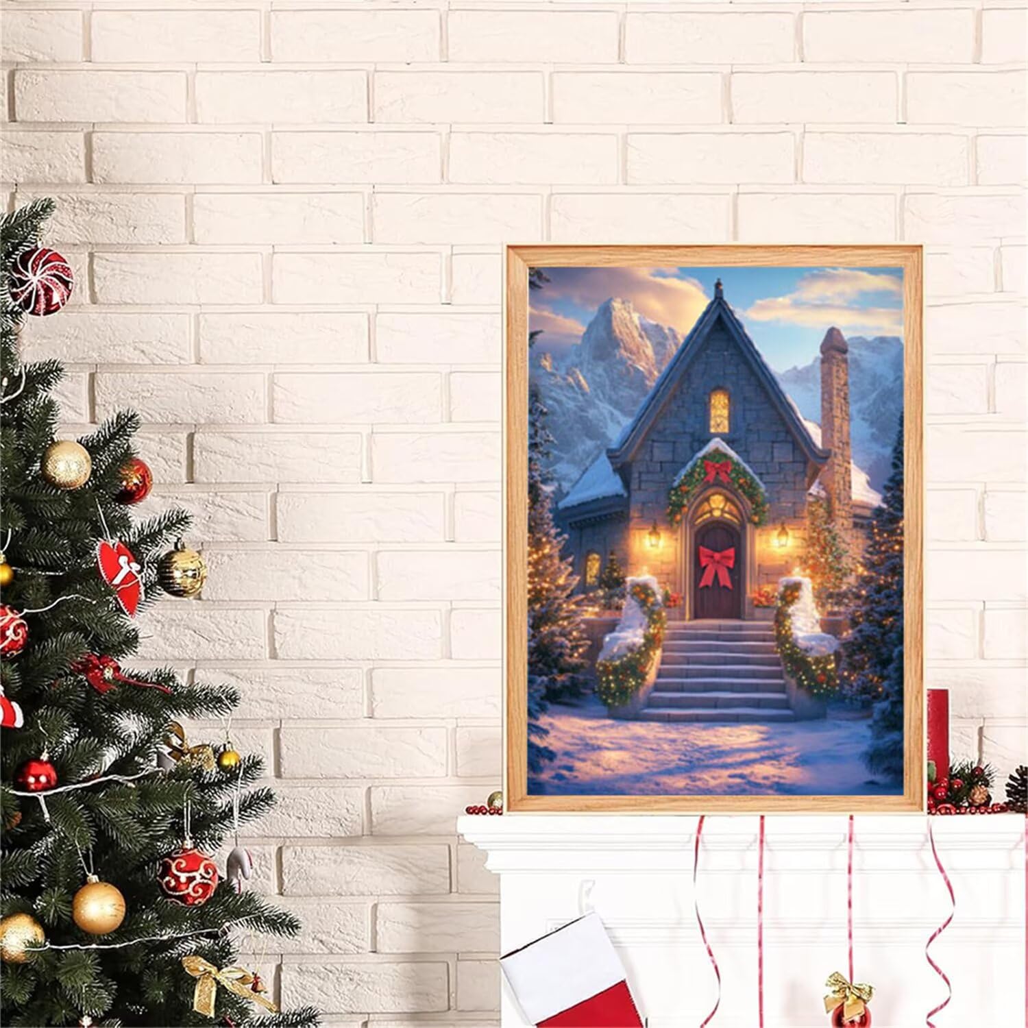 Malowanie diamentami choinki, motyw mozaiki, obraz diamentowy 5D, obraz diamentowy 5D, zestaw do majsterkowania, dla dorosłych, nadaje się jako prezent, dekoracja ścienna do salonu, 60 x 180 cm, J0