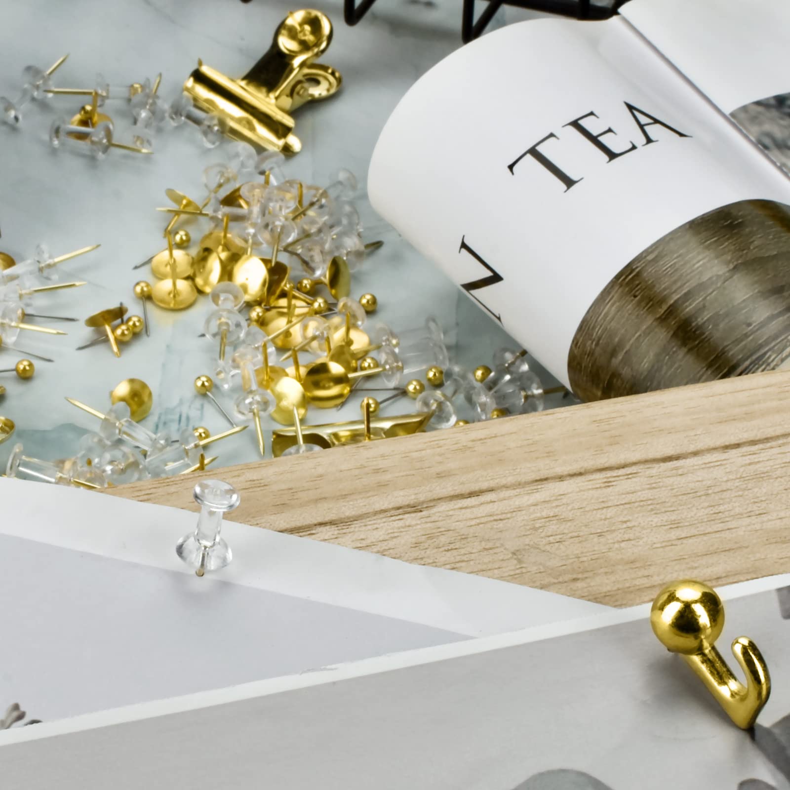 350-teiliges Pinnnadel-Set In Gold – 5 Verschiedene Stile Inkl. Aufbewahrungsbox | Für Pinnwände, Korktafeln & DIY