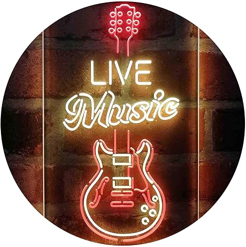 Miniatura 9 de ADVPRO Letrero de neón LED de doble color para guitarra electrónica, música en vivo, color azul y rojo, 16 x 24 pulgadas st6s46-i4089-br