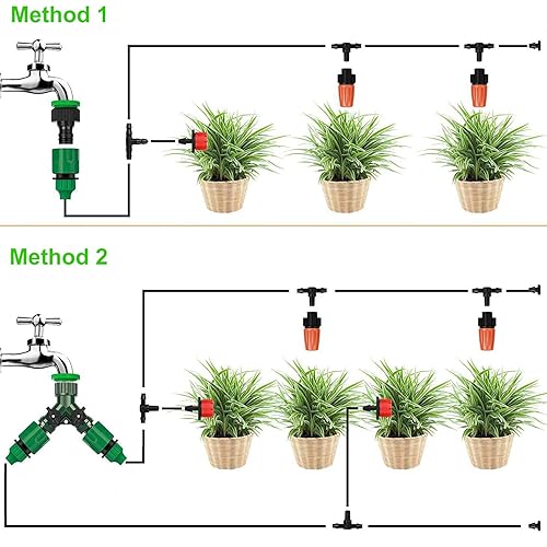 Miniatura 6 de Kit de sistema de riego por goteo de 82 pies, equipo de riego automático con 50 rociadores ajustables y rociadores - Sistema de riego fácil de