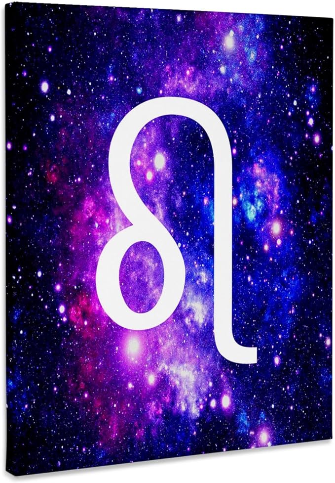 3dRose, Leo star sign on purple space background lion zodiac horoscope symbol, Museum Grade Canvas Wrap 16x20