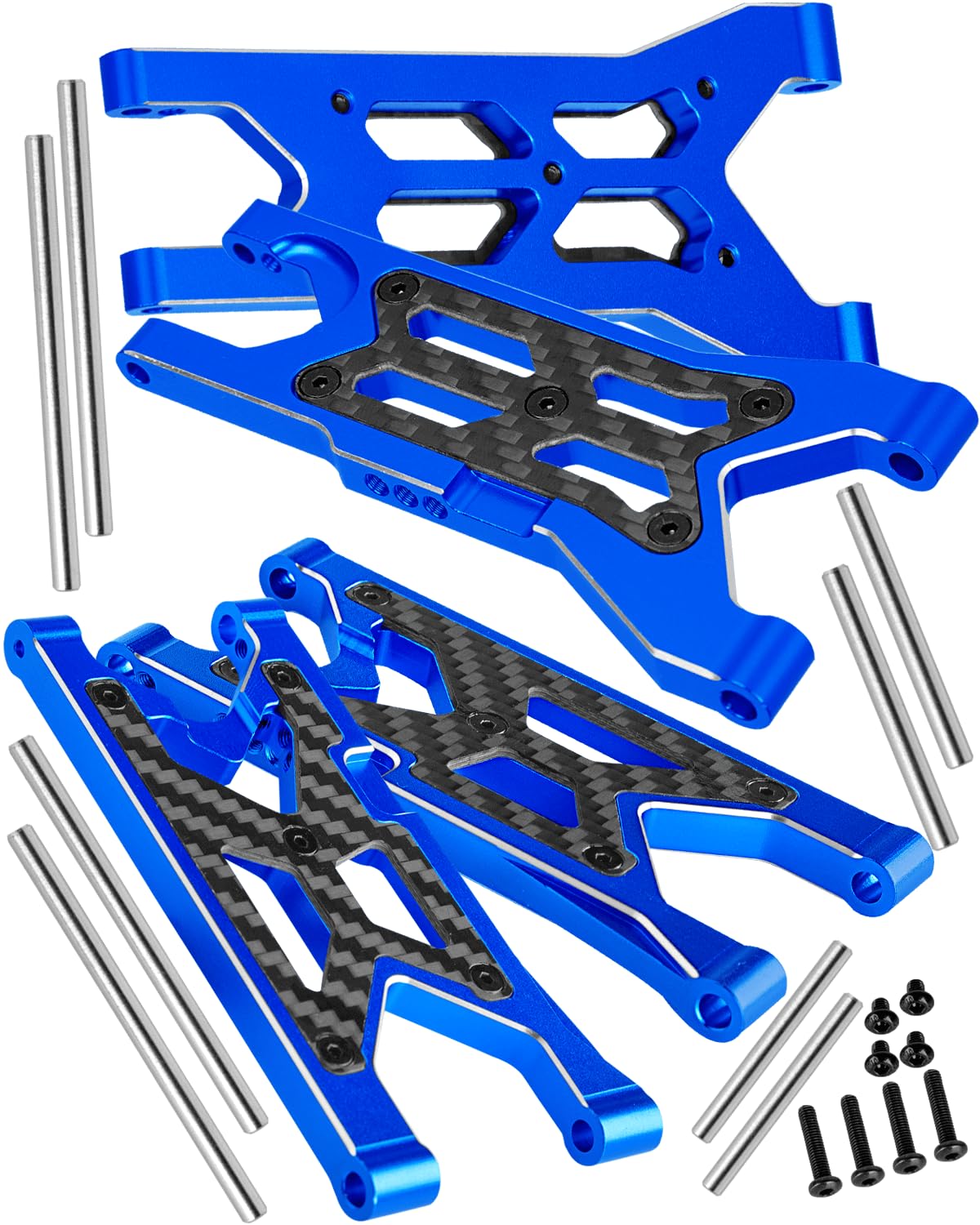 RCHuiWow RC Suspension Arms Upgrades Part for 1/10 Senton 3S BLX & Mega 550,Granite 3S BLX & Mega 550,Vorteks 3S BLX,Alloy Aluminium Front Rear A Arms,4pcs,Replace AR330443 AR330516,Navy Blue