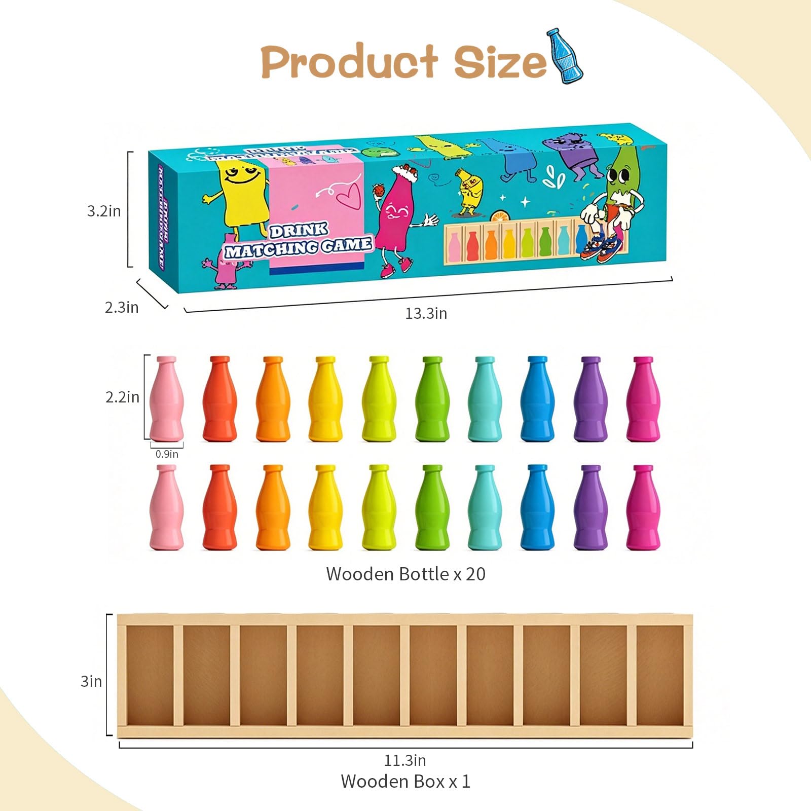 iuuoi Juego de combinación de memoria de color de botella, divertidos juegos de mesa familiares para niños y adultos, rompecabezas de 2 jugadores para niños y niñas a partir de 3 años, perfecto para