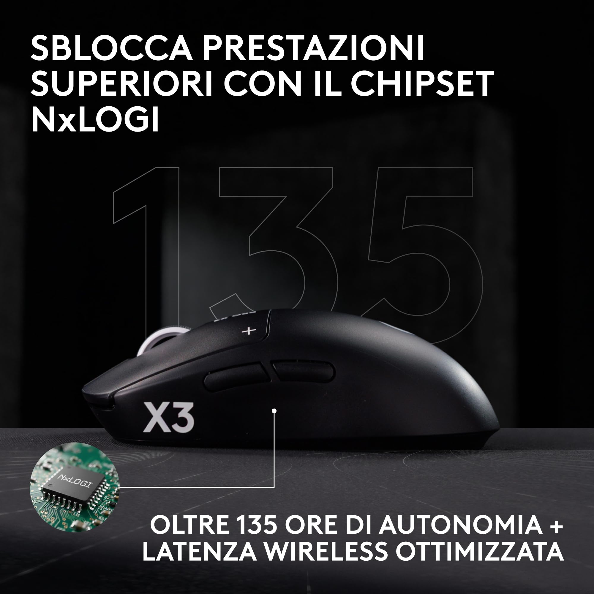 Logitech G PRO X3 SUPERSTRIKE, Mouse gaming wireless LIGHTSPEED