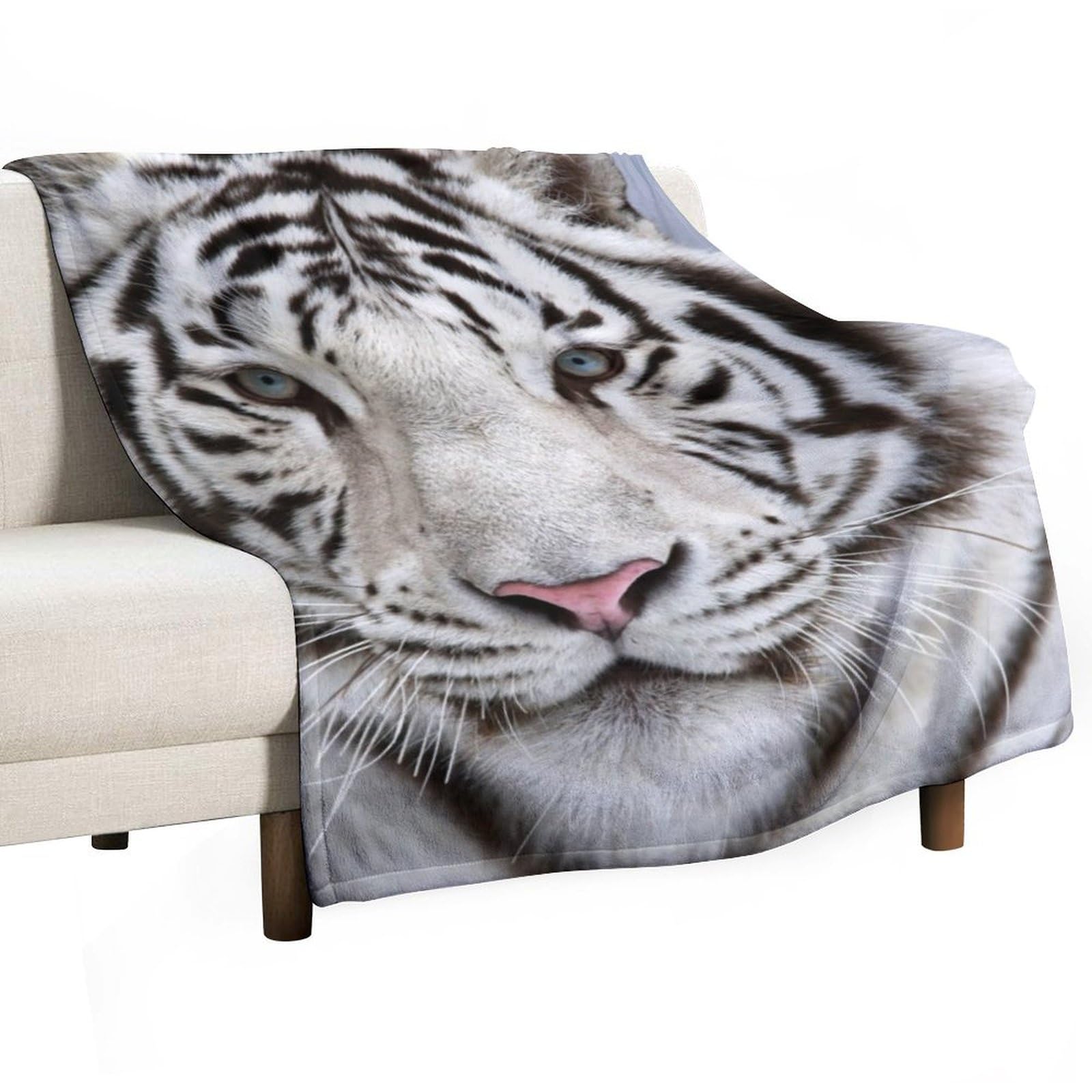 Amazon｜ブランケット 毛布 大判 トラ柄 ホワイト タイガー 150x200cm