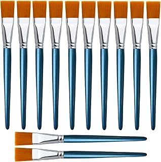 12 Stück Flache Pinsel für Acrylmalerei, synthetische Pinsel mit Holzgriff für Acryl, Kinder, Erwachsene, Zeichnen, Kunst, Bastelbedarf, 2,5 cm