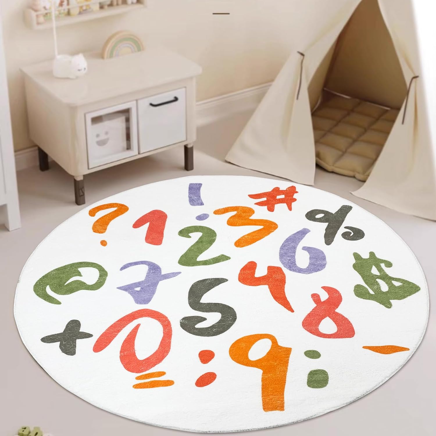 Amazon.com: USTIDE Round Kids Rug 4FT, Educational Math Circle Rug Non ...