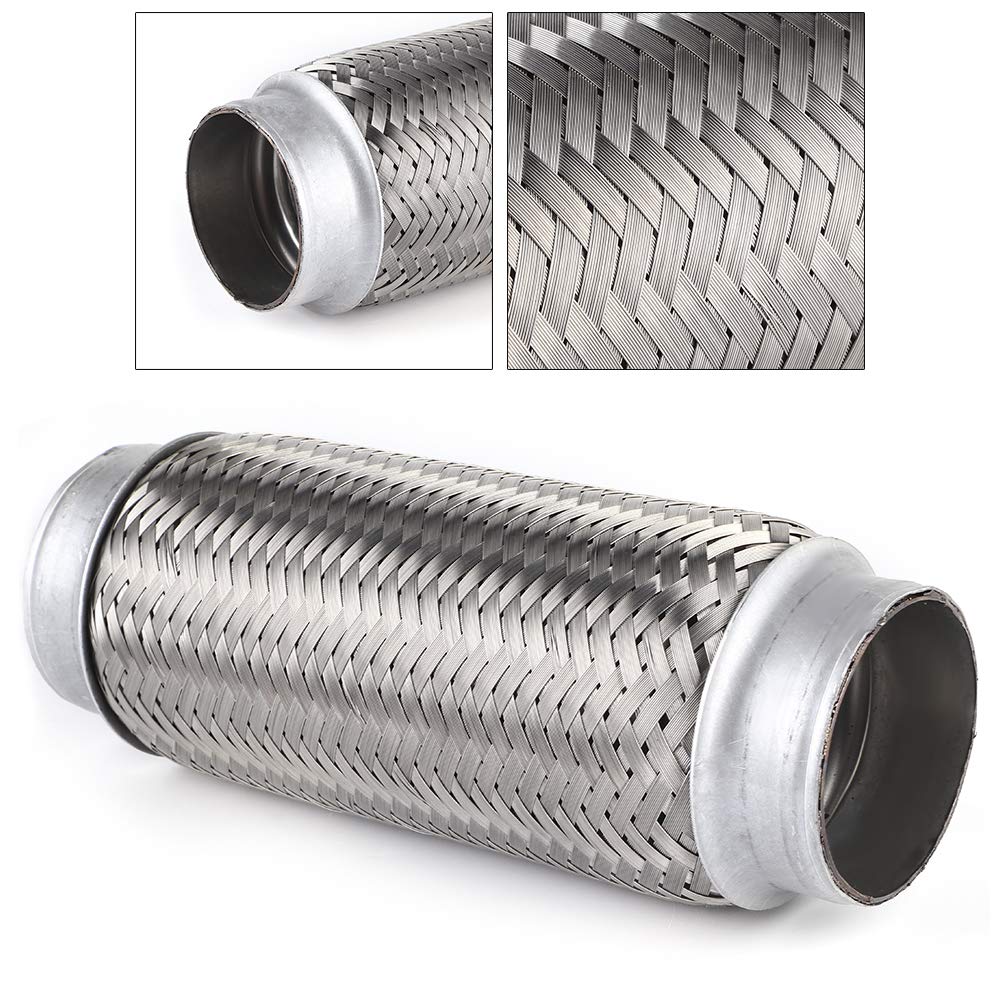 Tbest Tubo Flessibile in Acciaio Inossidabile Tubo di Riparazione Marmitta Corrugato di Alta qualità Universale per Auto Argento 51x200mm 55x200mm (55MM*200MM)