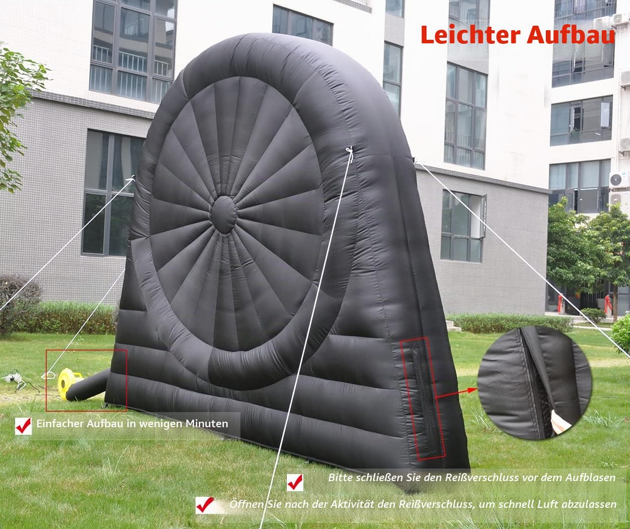 Aufblasbares Fußball-Dartboard mit Gebläse und 8 aufblasbaren Bällen für Outdoor-Sportarten, Spiel und Kick-Dartscheiben-Spiel, selbsthaftende Darts