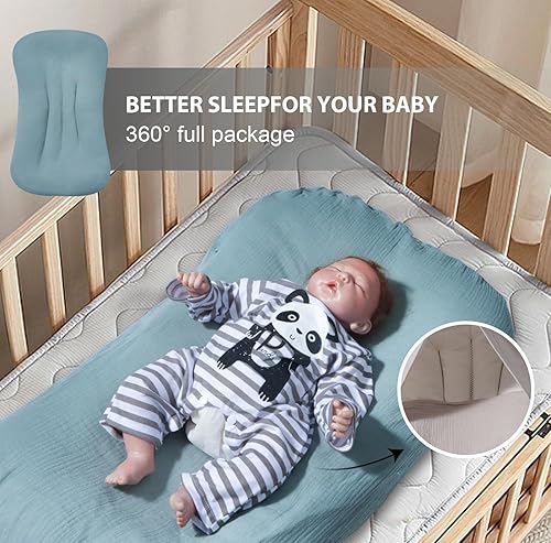 Miniatura 4 de Funda de muselina para tumbona de bebé, de algodón orgánico, extraíble, se adapta a la almohada de tumbona de bebé, suave y cómoda, funda acolchada