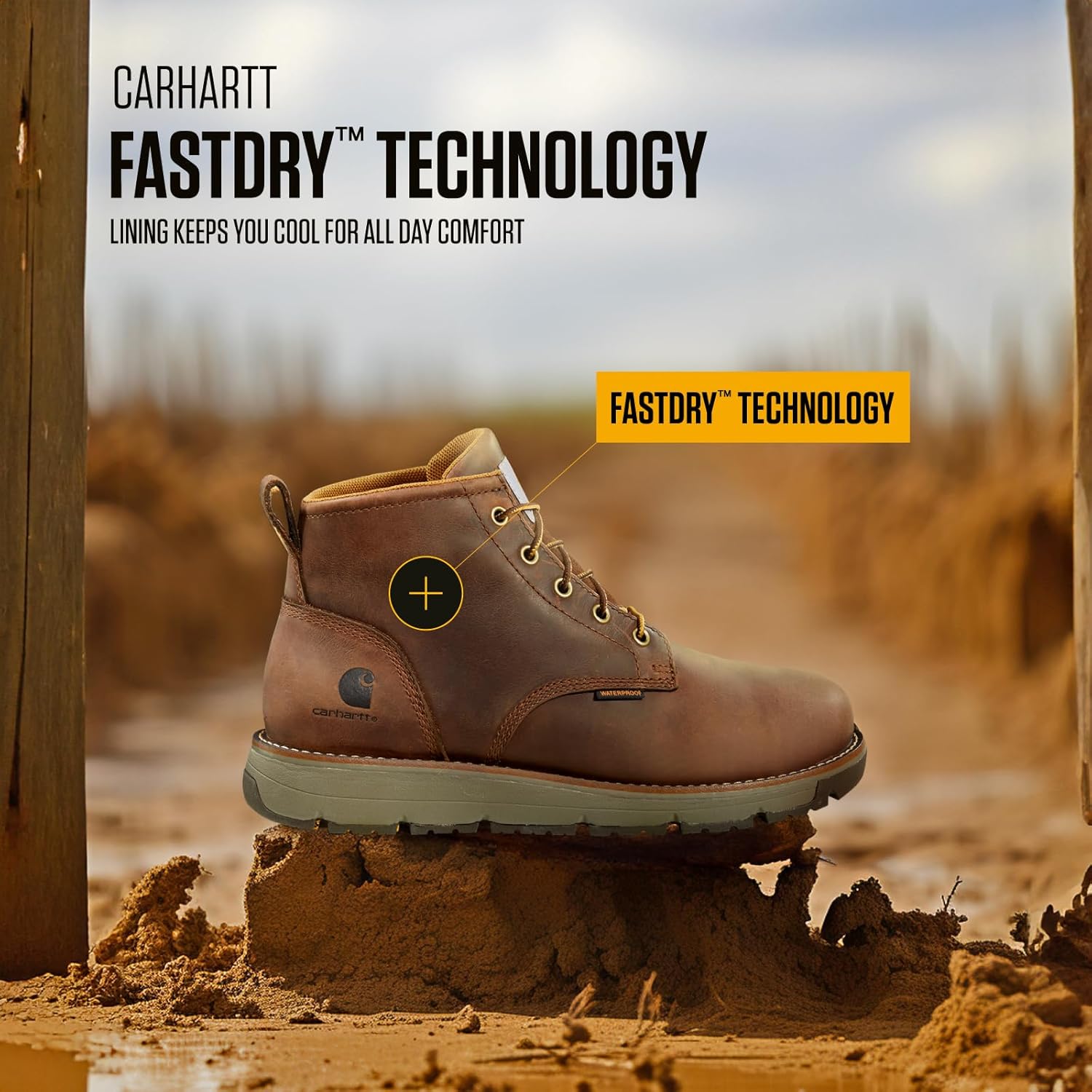 Carhartt Millbrook Waterproof Wedge Boot - Work Boots for Men, Slip & Electrical Hazard Resistant, with 5" Shaft, Breathable Membrane, and Lightweight EVA Midsole - Image 2