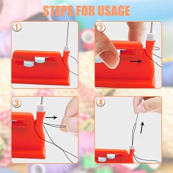 Needle Threader for Hand Sewing, 1Pc Double Hole Needle Threader with 2Pcs Plastic Wire Hook Simple Threader, Simple Needle Threader for Needle Work, Sewing Machine, Embroidery
