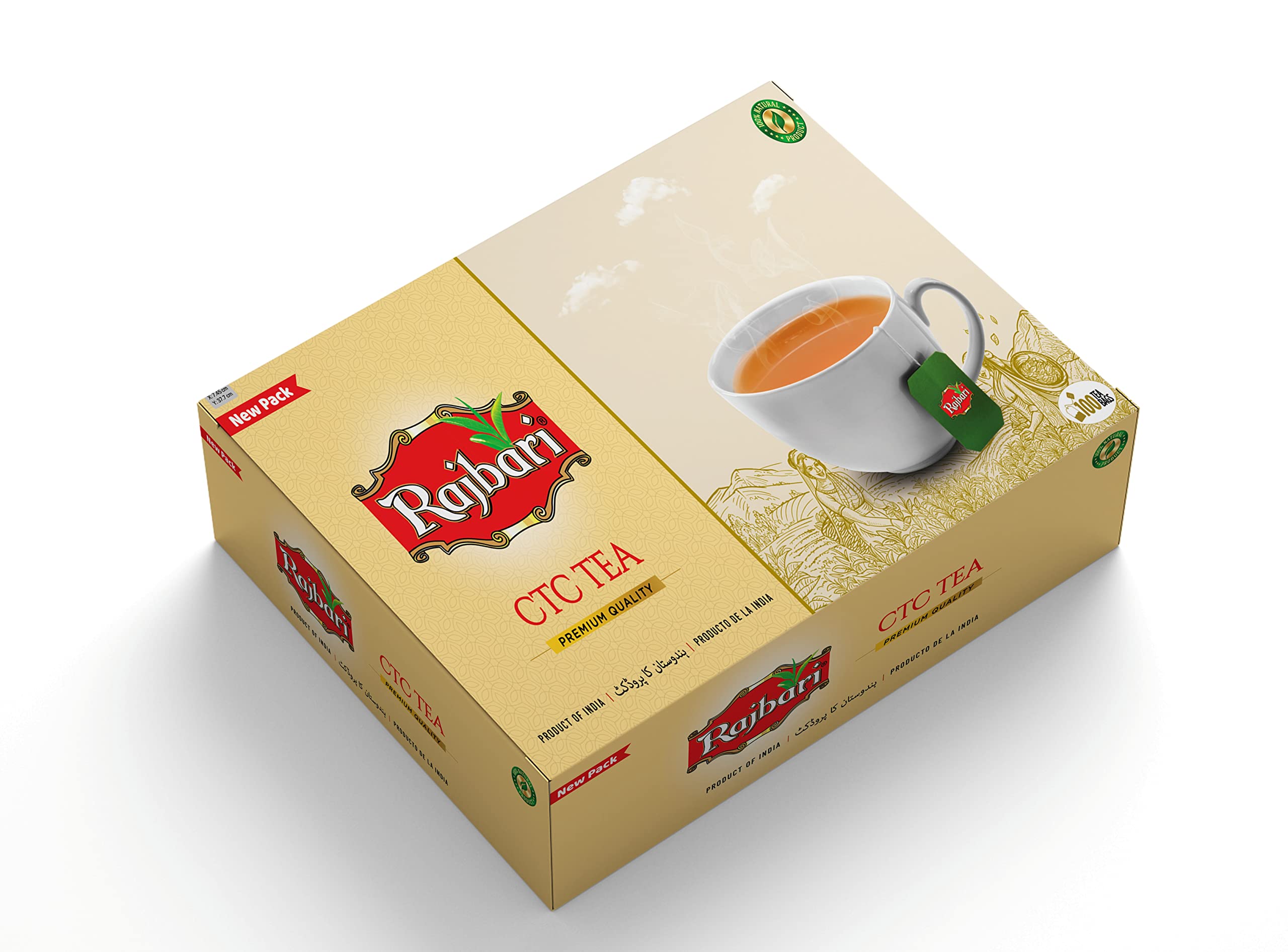 Rajbari CTC Tea Bag | 100 Pc | Rich in Taste & Flavour | Unflavoured Black Tea