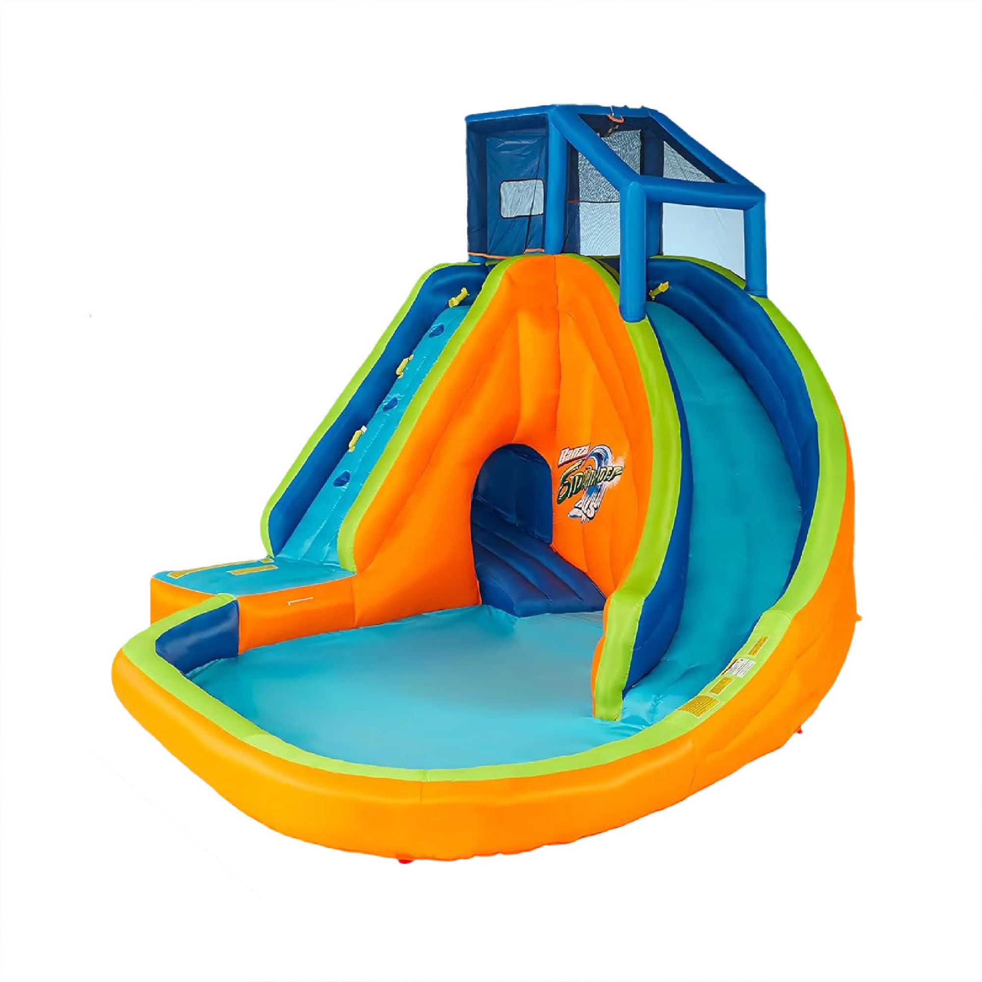 Banzai Sidewinder Falls Water Slide, Heavy Duty Inflatable Backyard Water Park w/Waterslide, Splash Pool & Sprinklers, for Kids Ages 5-12, Multicolor
