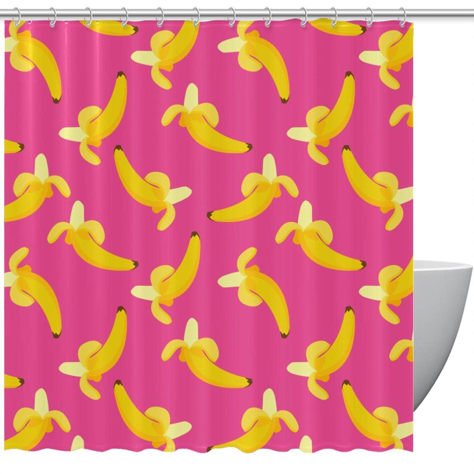 Rideau de douche imperméable banane 183x183cm anti-éclaboussures sol sec