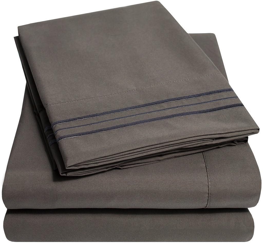 1500 Supreme Collection Bed Sheet Set - Extra Soft, Elastic Corner Straps, Deep Pockets, Wrinkle & Fade Resistant Sheets Set, Luxury Hotel Bedding, Queen, Gray: Home & Kitchen