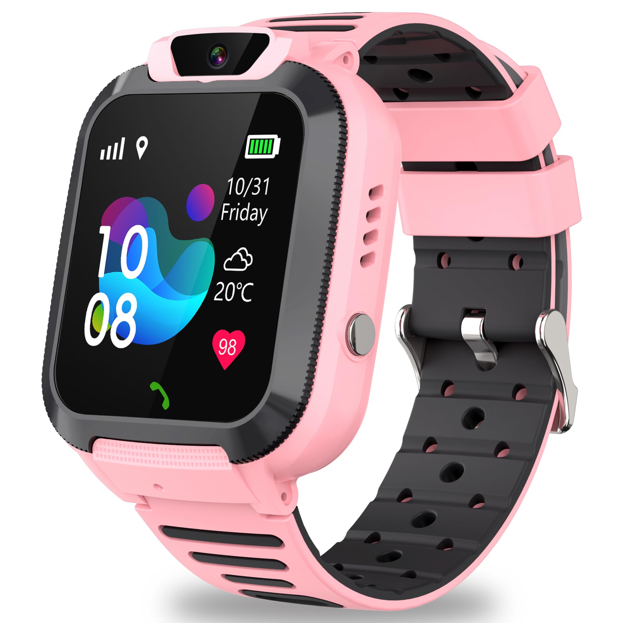 Reloj Inteligente Niño, Smartwatch Niños GPS y Llamadas, IP68 Impermeable, SOS, Chat, Despertador, Clase Modo, Reloj Inteligente GPS y Llamadas, Regalos para Niños y Niñas