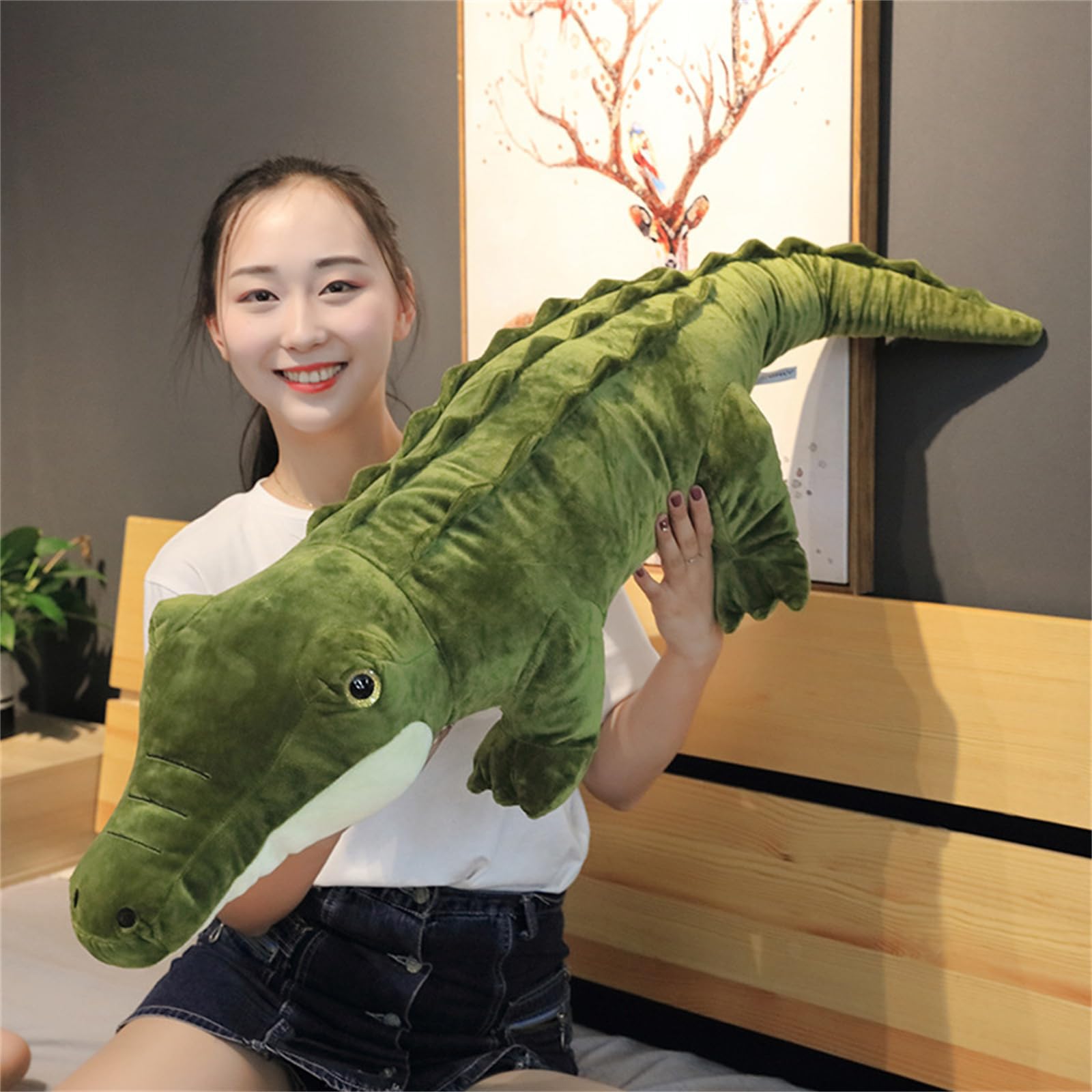 Champracer Plush Toy Crocodile, Cuddly Toy Alligator, Soft and Fluffy Plush Toys, Crocodile Plush Cushion, Gift for Children, Boys, Girls (90 cm, Green) - Image 2
