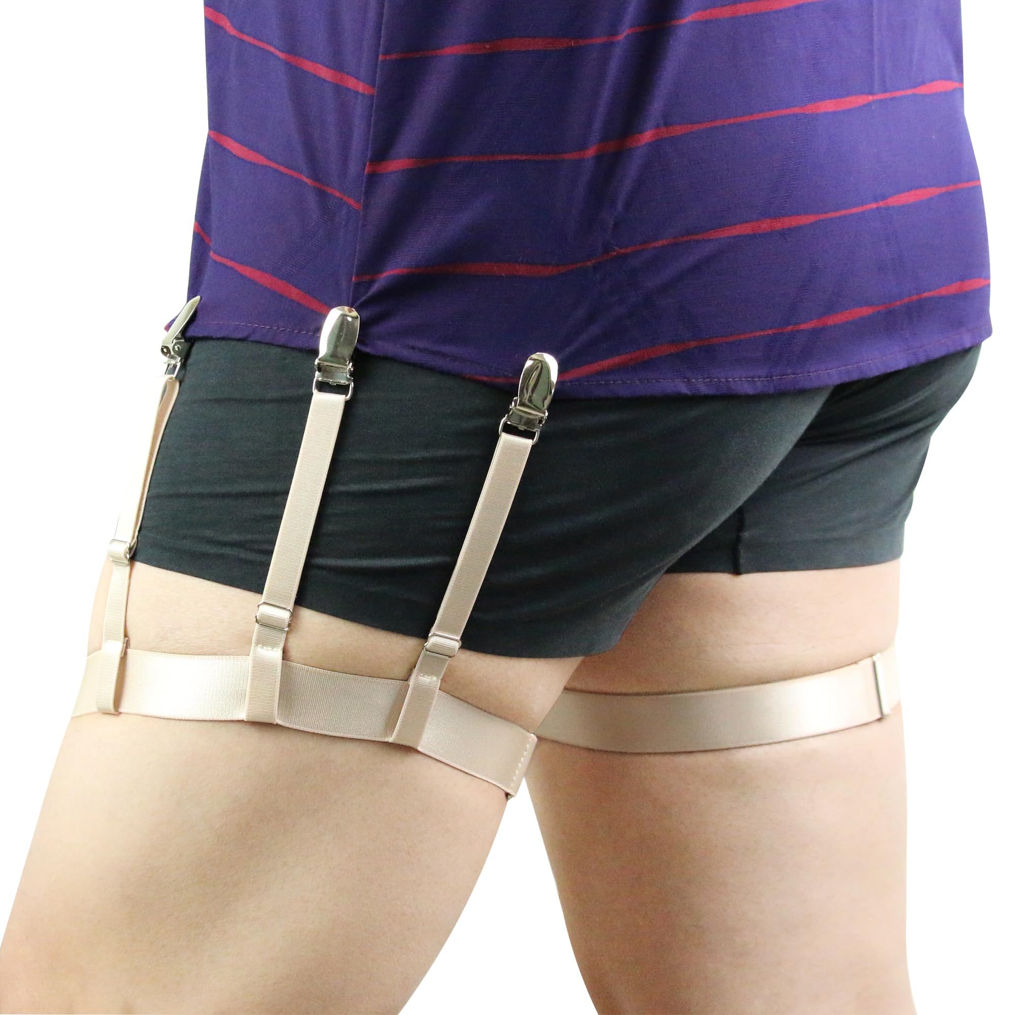 Shirt Stays for Men Adjustable Elastic Shirt Holders Non-slip Clamps Shirt Garters Keep Shirt tucked in for Police Military