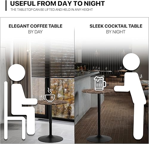 Miniatura 15 de MoNiBloom Mesa de pub bistro con barra redonda de 27.5 a 36 pulgadas, mesa de cóctel ajustable en altura con mesa de 23.5 pulgadas para comedor