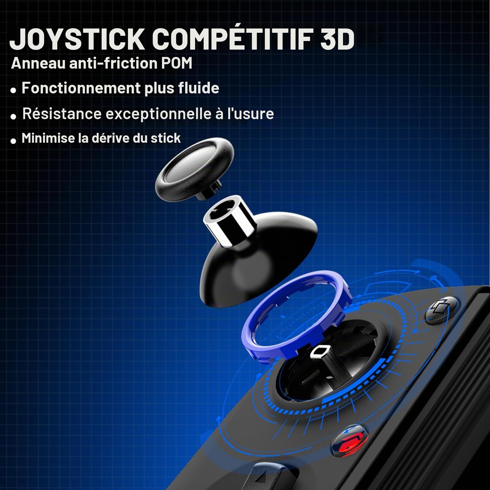 Joso Manette de jeu mobile cloud pour iPhone 16/15/14, iPad, tablette, Android/PC/Switch/manette de jeu avec fonction turbo, streaming sur PS4/Xbox/PC, effet Hall/déclencheur Hall Noir