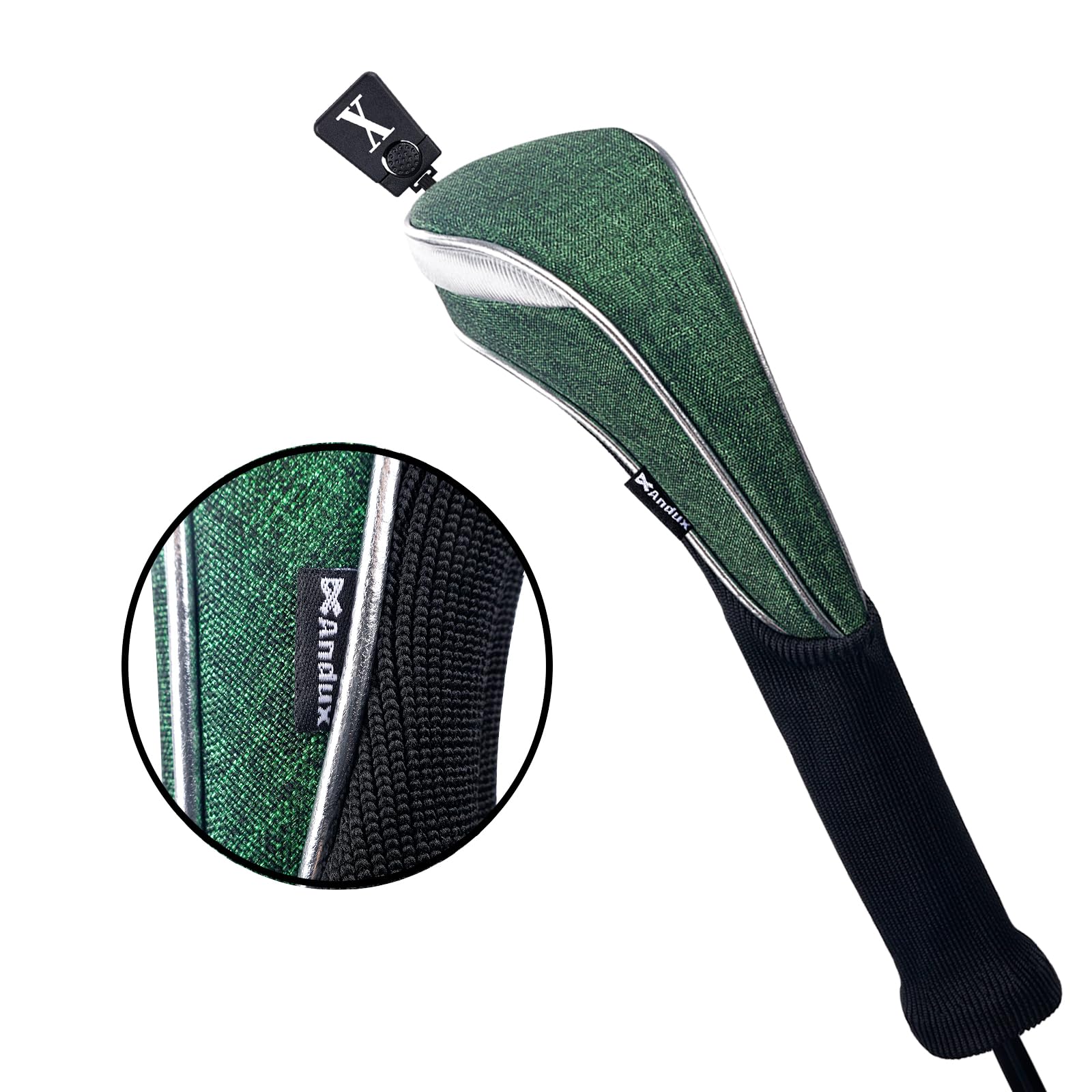 Andux Set di 3 coperture per mazze da golf in nylon, per mazze da golf, 460 cc, con collo lungo