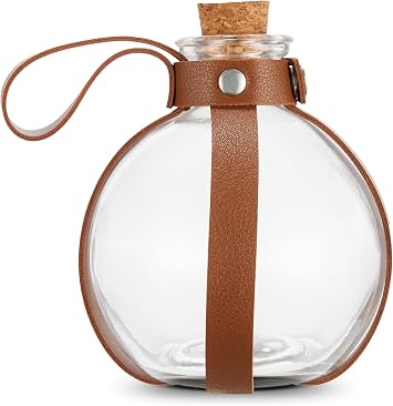 Cosmic Chameleon Glass Potion Bottles with Cork, Bottles prop, Dark Magic Potion bottles with Faux Leather Harness, Brown Belt with Holster Loop