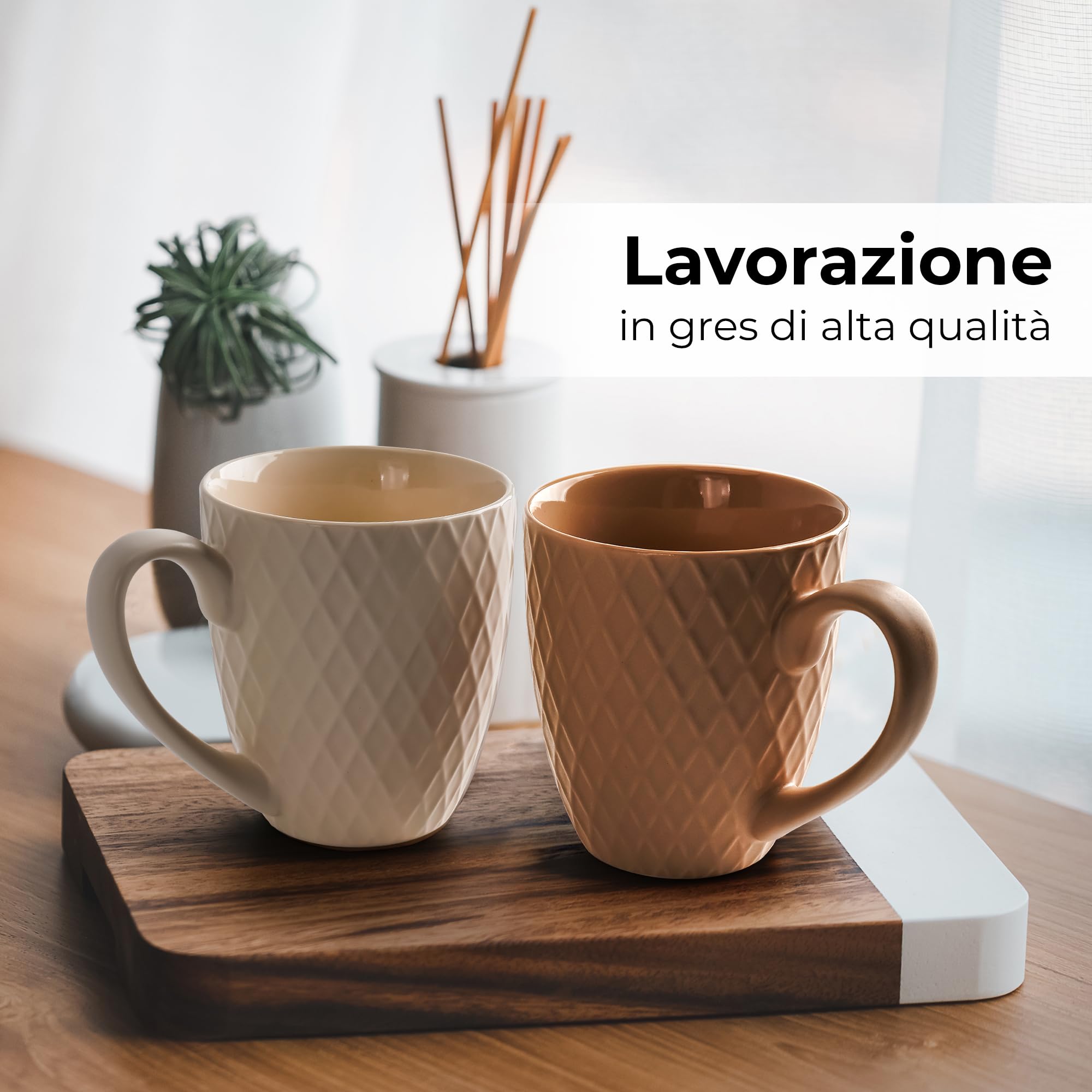 MIAMIO Palmanova Set di tazze da caffè in ceramica 400 ml Beige