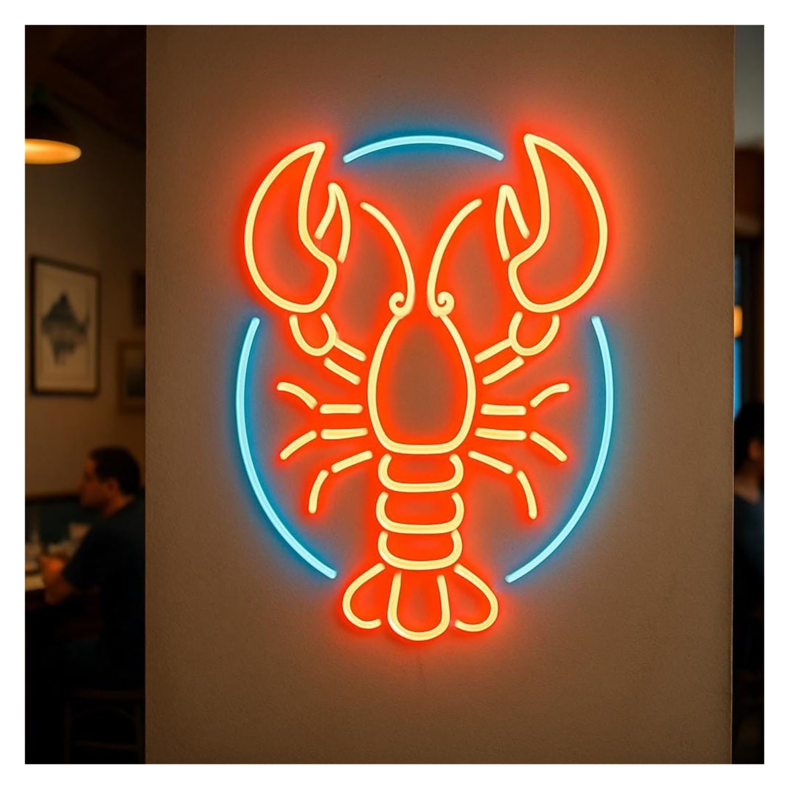 Decoración Lámparas Letrero De Neón LED Con Forma De Langosta, Regulable, Para Restaurantes, Tiendas De Mariscos Gourmet, Hoteles Y Fiestas. Decoración Colgante 50cm(Style B)
