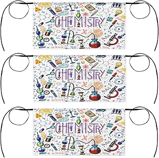 XMNYGJ 3 Pack Waist Apron Set Funny Chemical Formula Waitress Aprons 3 Pockets Waterproof Half Apron for Bartender Restaurant Barista Teachers BBQs Parties
