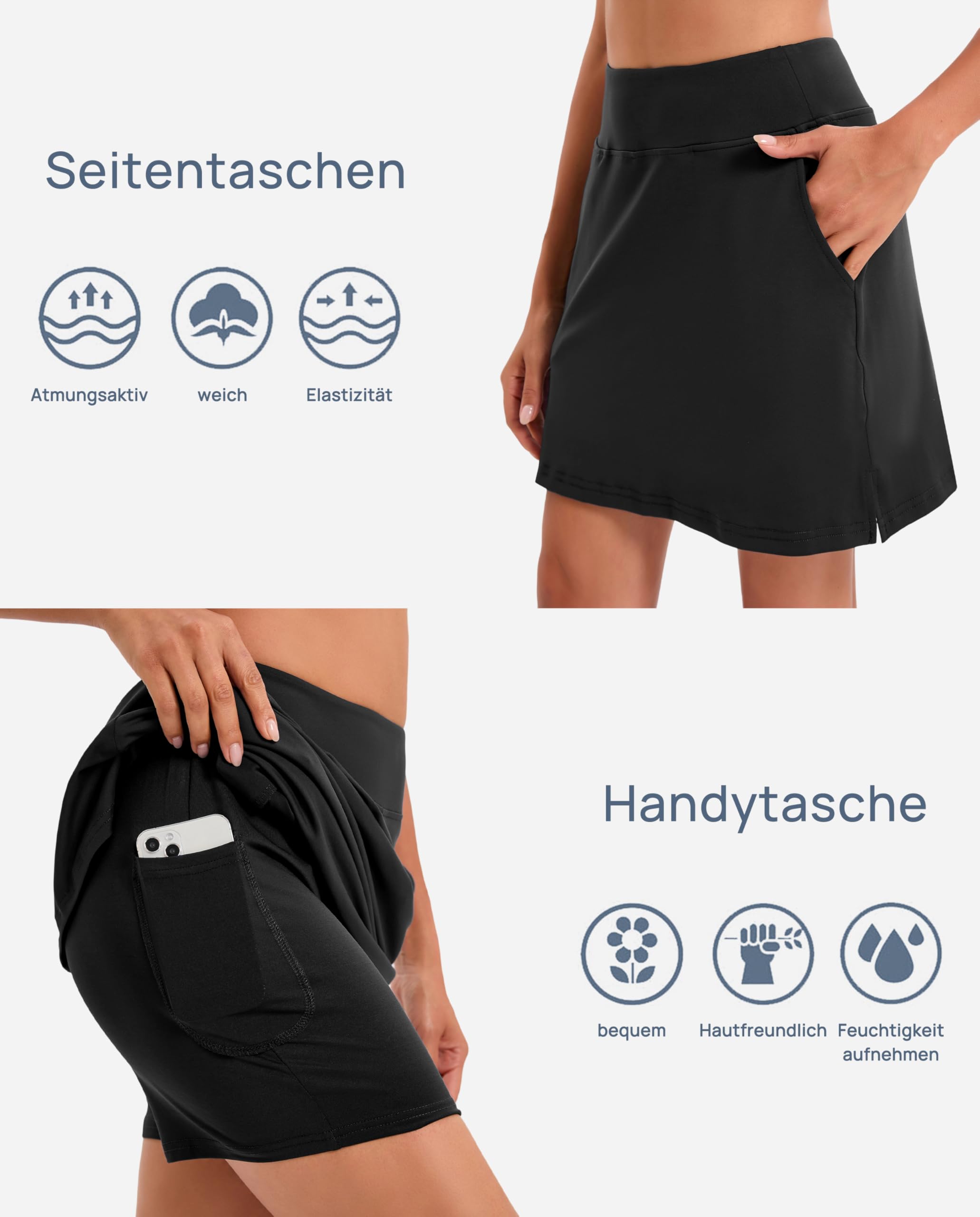 Timuspo Gonna da tennis da donna con pantaloni, gonna corta con tasche, estiva, sportiva, per golf, escursionismo, corsa, ciclismo