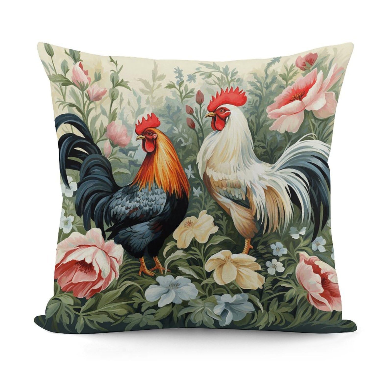 VstaDank Decorative Rooster Throw Pillow Covers Luxury Soft Pillowcases Fluffy Plush Accent Pillow Cases Personalized Square Lumbar Pillows Shells for All Seasons 18" X 18"