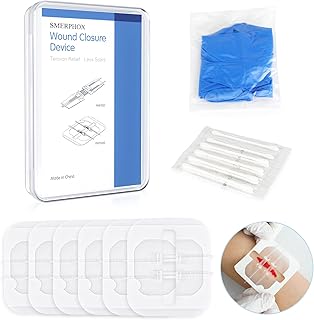 SMERPHOX  Wound Closure Strip, Sterile First Aid Band Kit, Zip Stitch Suture-Free, Adhesive Stitch Emergency Wound Close Device,Adhesive Bandages for Wound Care & First Aid Skin Injury (6pcs)