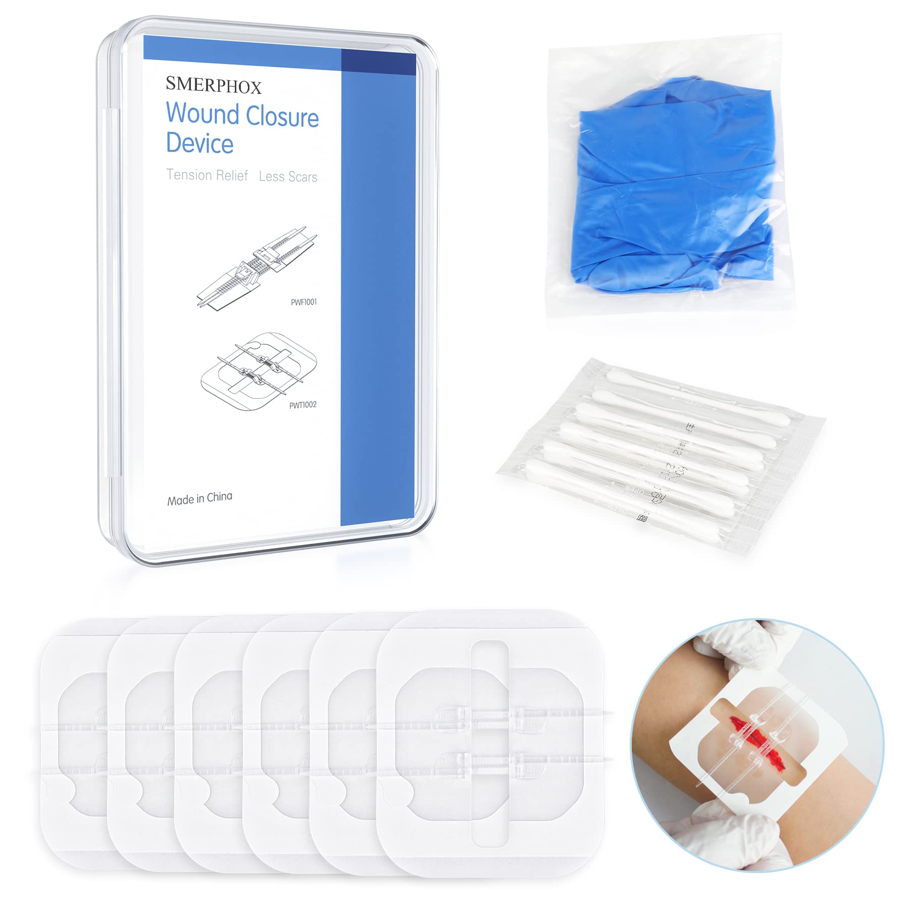 Buy SMERPHOX Wound Closure Strip, Sterile First Aid Band Kit, Zip